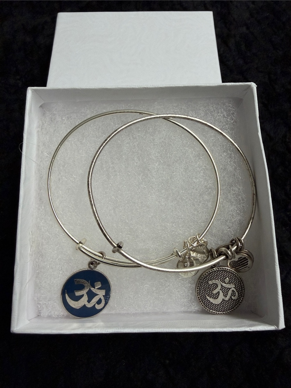 Alex and Ani Silver OM Charm Bangle Set